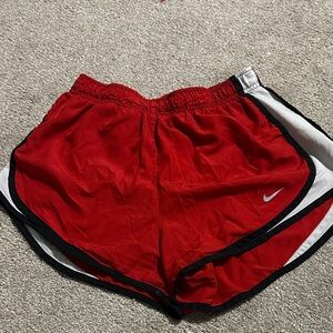 Nike Women's Red and White Athletic Shorts